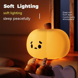 Cute Pumpkin Lamp – Small Silicone Night Light for Halloween & Everyday Ambiance