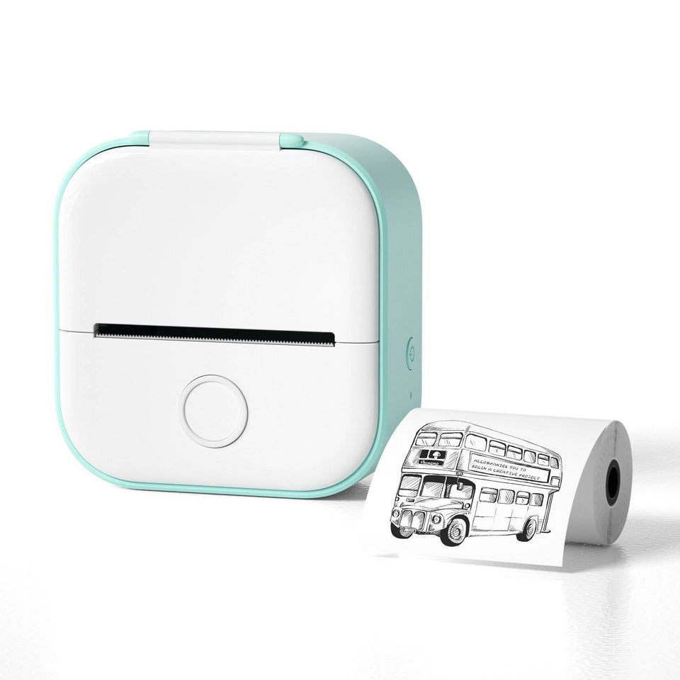 Sticker Printer - Print Pod Mini Thermal Printer T02 Sticker Maker Machine Portable Bluetooth Pocket Printer Phone Receipt Printers for Anatomy Flashcards, Journal, Notes, Kids, Green